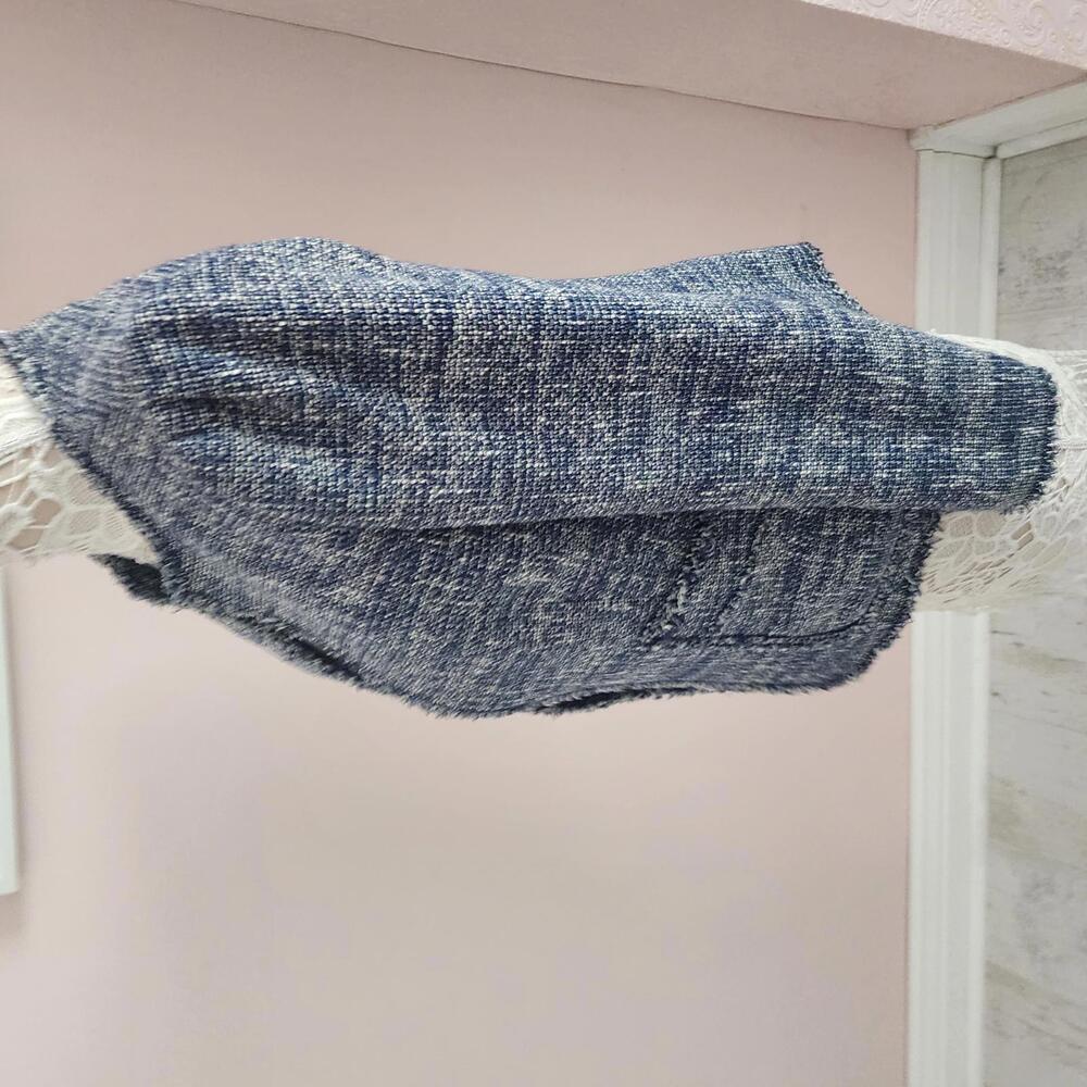 EUC Rebecca Taylor Blue White Textured lined Blazer Jacket 4 - Picture 6 of 9